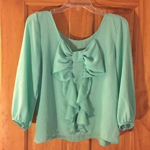 Mint Bow Back Blouse