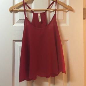 Red scalloped crop top