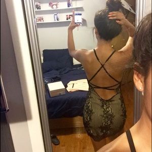 Black/nude strapping flattering Dress