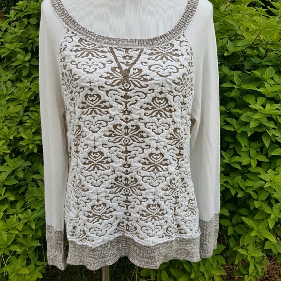 Vanity Tops - Cream and brown top