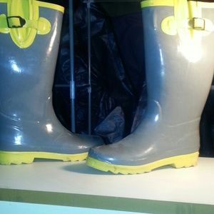 Grey & Yellow Rain boots