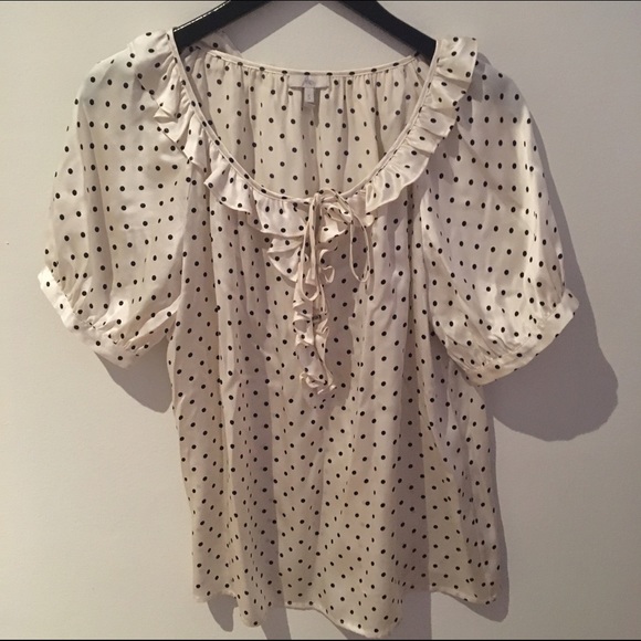 Joie poka dot silk blouse size small.