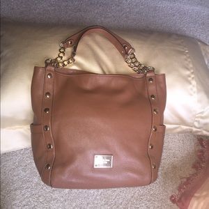 Michael Kors Delancey brown leather bag.