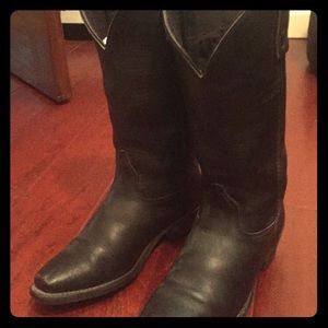 Black genuine leather boots