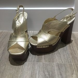 BCBGeneration Chunky Gold Heels