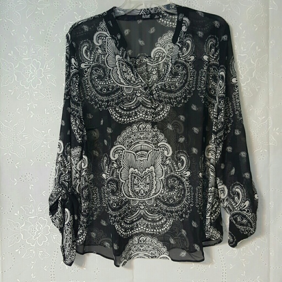 Black and White Patterned Blouse