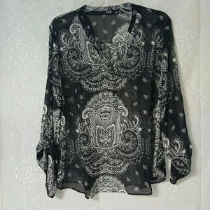 Black and White Patterned Blouse