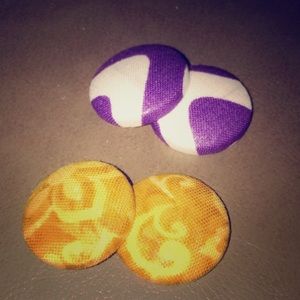 Fabric Cover Button Earrings