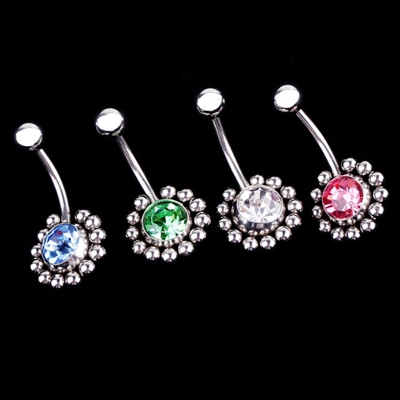 Belly ring blue