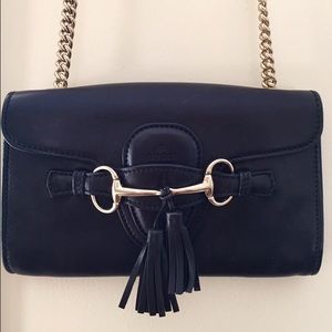 Gucci Black Leather Emily Chain Shoulder Bag