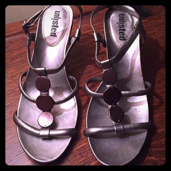 Silver strappy heels by Unlisted