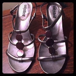 Silver strappy heels by Unlisted