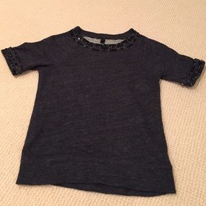 J Crew sweatshirt with gems in collar and sleeves J Crew sweatshirt with gems in collar and sleeves