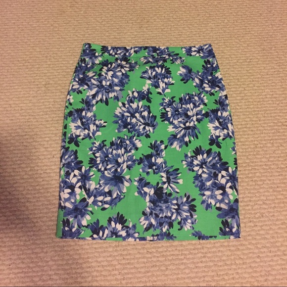 Vibrant J. Crew Flower Pattern Pencil Skirt