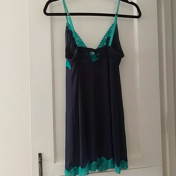 Honeydew Intimates nighty in navy w turquoise lace - Picture 4 of 4