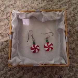 festive dangling peppermint earring