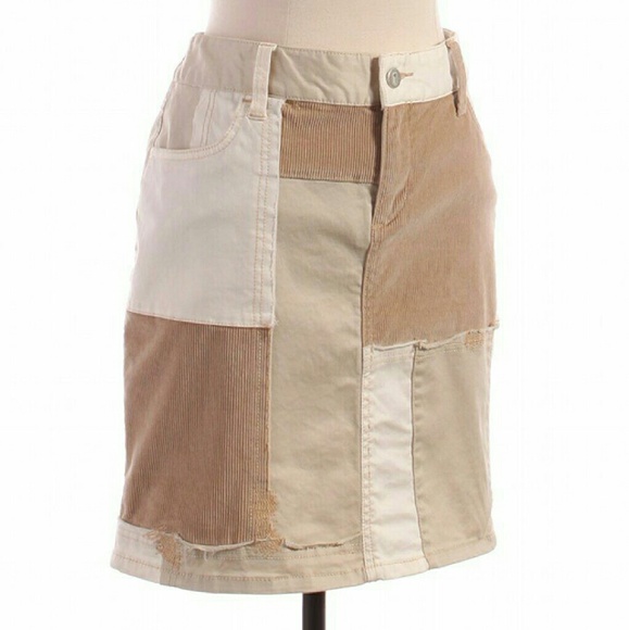 Anthropologie Dresses & Skirts - Anthropologie Pilcro Neutral Patchwork Mini Skirt