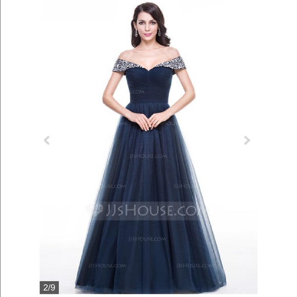 Off-the-Shoulder Ball-Gown Dress With Beading