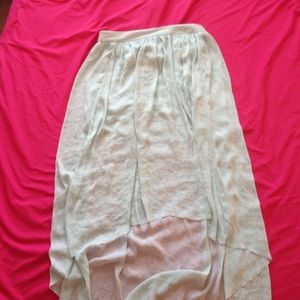 mint green high-low maxi skirt