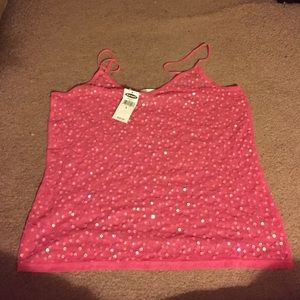 Old Navy Sheer Hot Pink Sequins Camisole