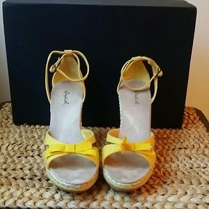 Yellow wedge heels