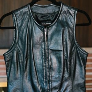 Black real leather vest