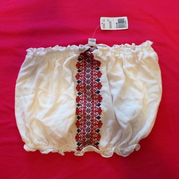 forever 21 woven cream crop top
