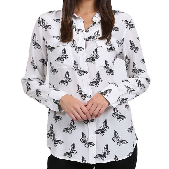 EQUIPMENT WOMEN'S WHITE SIGNATURE BUTTERFLY BLOUSE