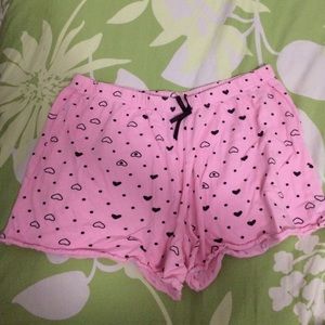 Heart pattern pajama shorts