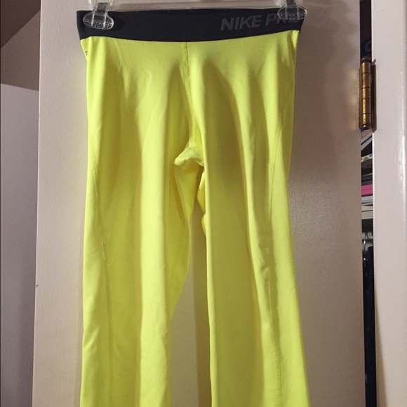 Neon Yellow Nike Dri Fit Capri - Picture 1 of 4