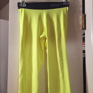 Neon Yellow Nike Dri Fit Capri