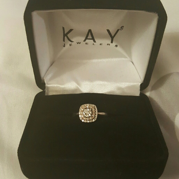 Cushion setting silver and rose gold ring