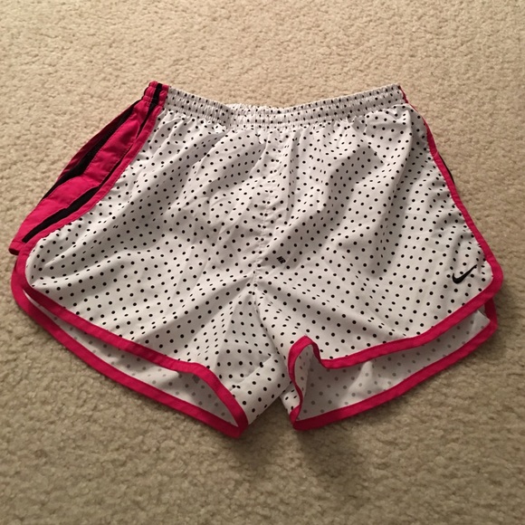 White & Black Polka Dot Nike Running  Shorts - Med