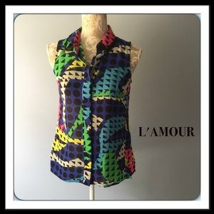 #227 NWT 🌴 NANETTE LEPORE L' AMOUR SLEEVELESS TOP