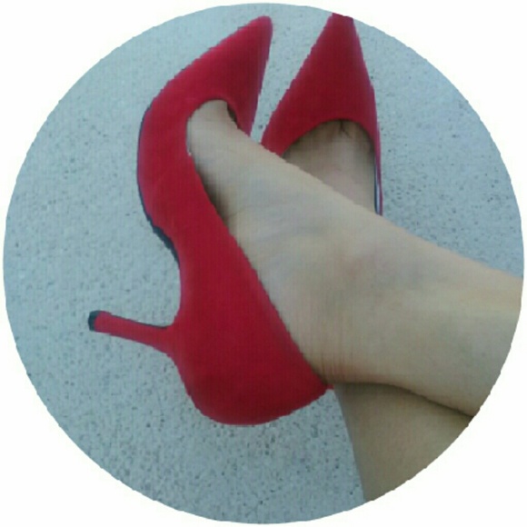 Guess Red Suede Pointy Heels