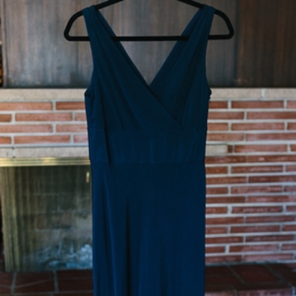 J crew navy blue formal silk floor length dress