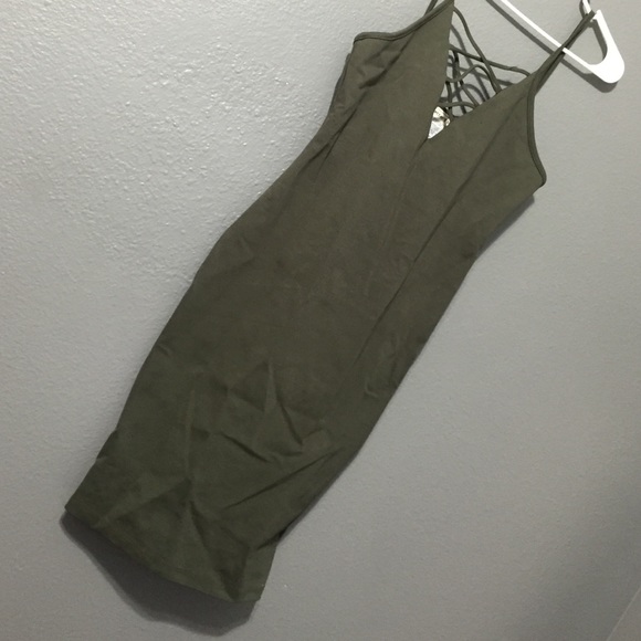 Olive green midi dress