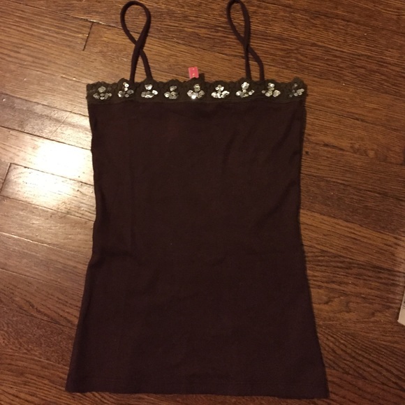 Charlotte Tops - SOLD ✅ Charlotte Brown Sequined Trim Cotton Top: