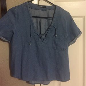 Brandy Melville Denim Ily Top