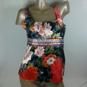 FREE TAHARI SATIN FLORAL SLEEVELESS BLOUSE