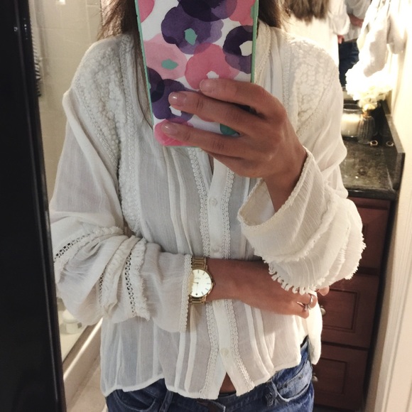 Button down blouse w fringe detail