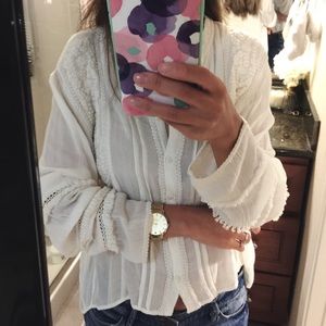 Button down blouse w fringe detail