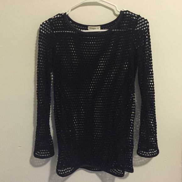 Black fishnet long sleeve top