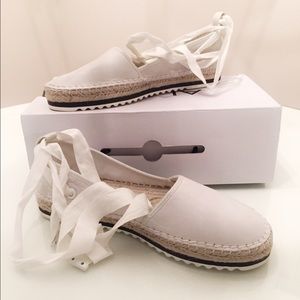 Aldo Clova White Lace Up Espadrilles