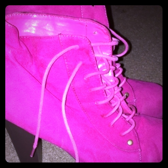 Pink heel shoe boots