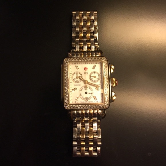 Gold/silver Michele deco watch