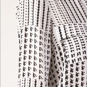 PARKER MARISSA COLLARLESS SILK BLOUSE HOUNDSTOOTH