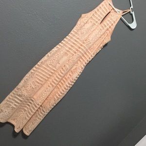 Lace overlay midi dress, peach