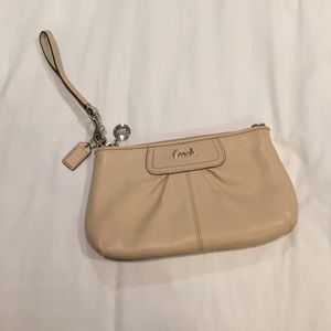 Beige Authentic leather Coach wristlet