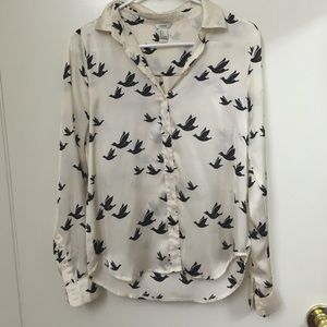 Cream Long sleeve button down shirt